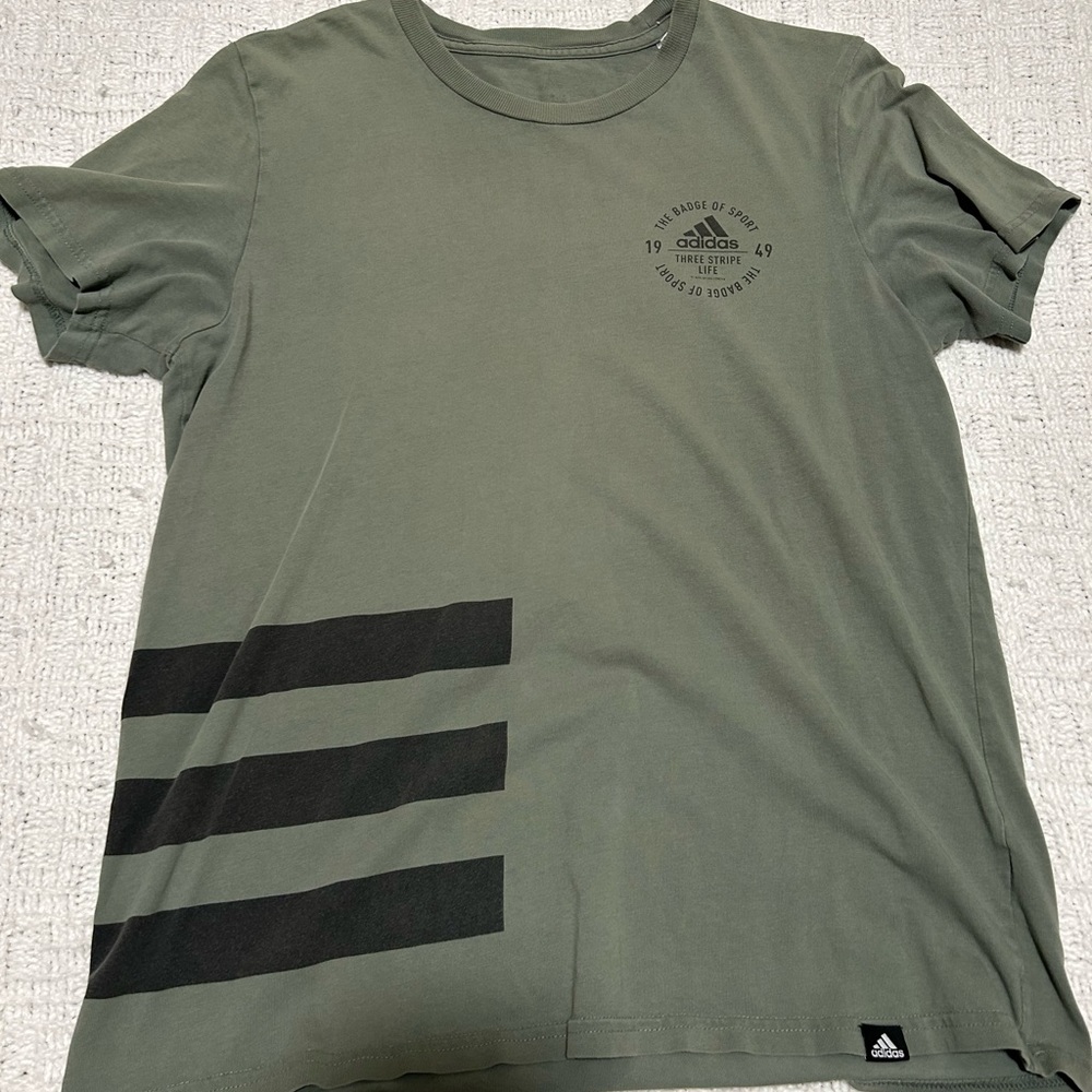 Green adidas stripe shirt